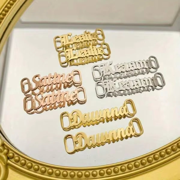 Custom Name Shoe Lace Buckle,Stainless Steel Personalized Letter Running Shoe Label Anti-Loss Durable Design For Sneakers,Graduation Gifts For Athlete